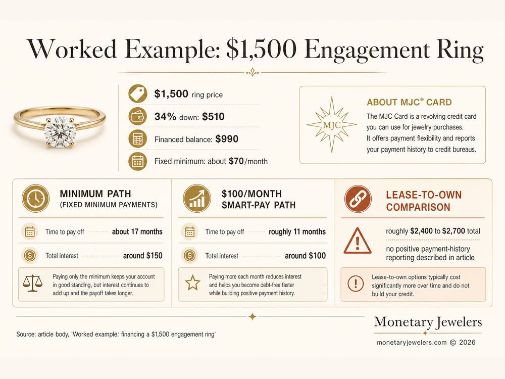 Worked Example: $1,500 Engagement Ring infographic for Best engagement rings for bad credit.