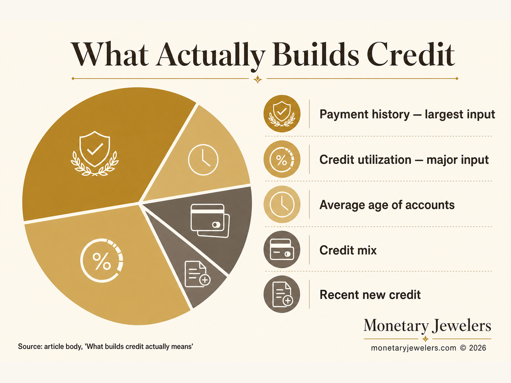 What Actually Builds Credit infographic for Does jewelry financing build credit?.