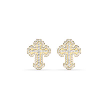 Mens Diamond Cross Earrings Set in 10K Gold