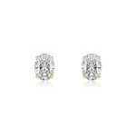 3CT. T.W. Oval Diamond Solitaire Stud Earrings In 14K Yellow Gold - Image 2