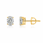 3CT. T.W. Oval Diamond Solitaire Stud Earrings In 14K Yellow Gold