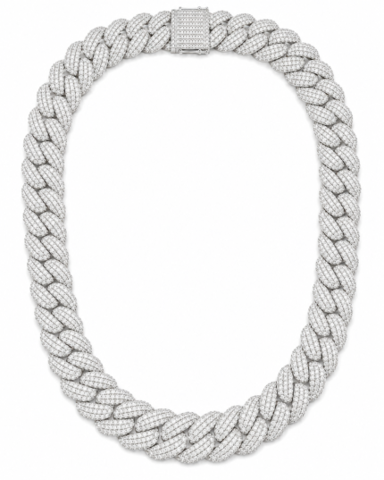 22" Mens Stainless Steel Miami Cuban necklace with 35CT of Diamonds