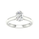1.00 CT Oval Lab Diamond Solitaire Engagement Ring, 14K White Gold
