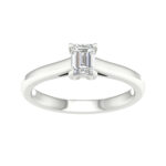 0.50 CT Emerald Lab Diamond Solitaire Engagement Ring, 14K White Gold