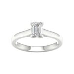 0.75 CT Emerald Lab Diamond Solitaire Engagement Ring, 14K White Gold