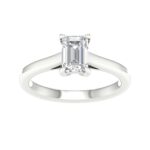 1.00 CT Emerald Lab Diamond Solitaire Engagement Ring, 14K White Gold