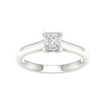 0.75 CT Princess Lab Diamond Solitaire Engagement Ring, 14K White Gold