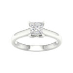 1.00 CT Radiant Lab Diamond Solitaire Engagement Ring, 14K White Gold