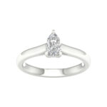 0.50 CT Pear Lab Diamond Solitaire Engagement Ring, 14K White Gold