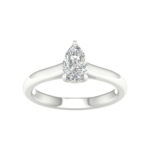 0.75 CT Pear Lab Diamond Solitaire Engagement Ring, 14K White Gold