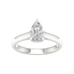 1.00 CT Pear Lab Diamond Solitaire Engagement Ring, 14K White Gold