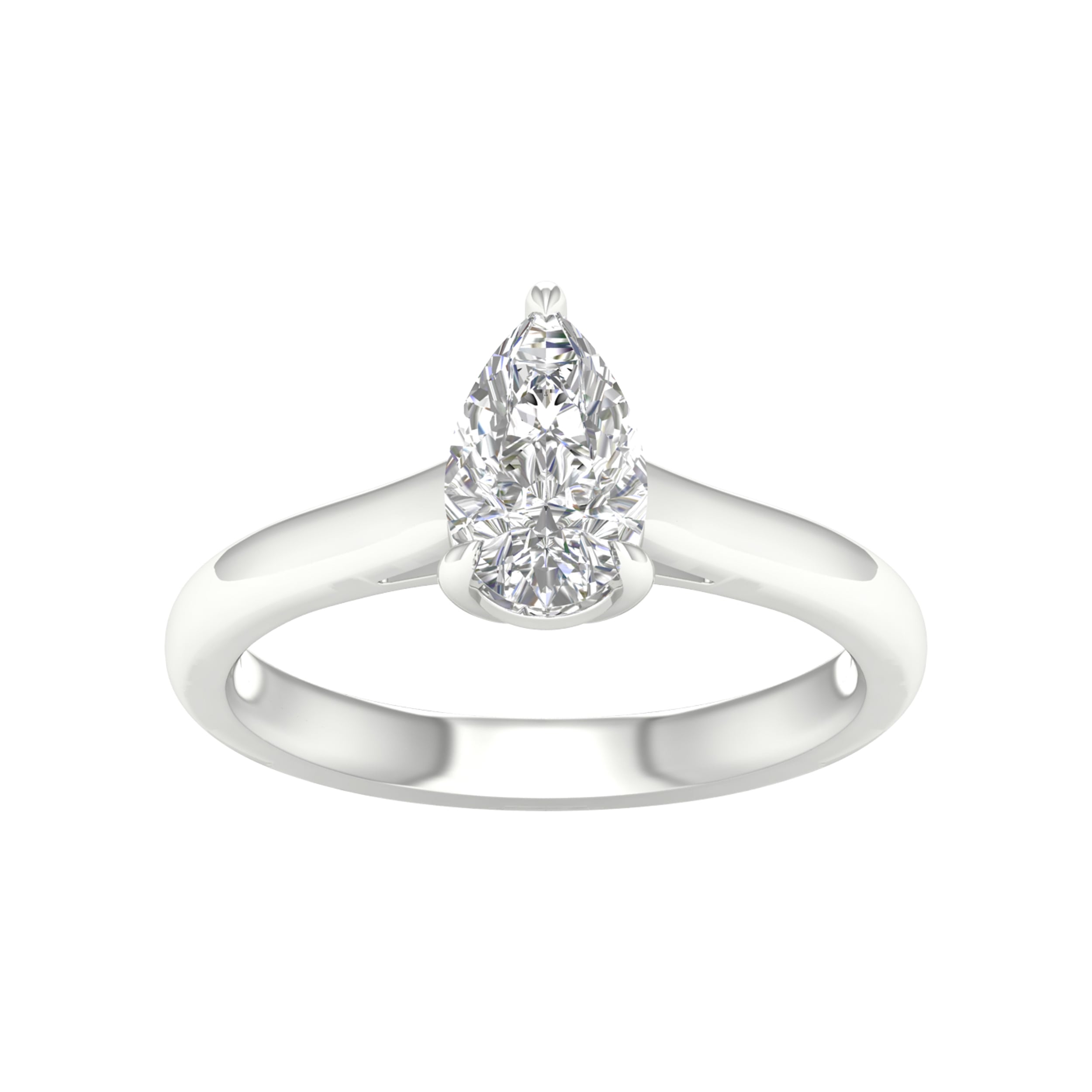 1.00 CT Pear Lab Diamond Solitaire Engagement Ring, 14K White Gold - Image 1