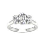 14K White Gold 2.00CT 3 Oval Lab Grown Diamond Band