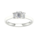 14K White Gold 1.00CT Diamond 3 Stone Ring ( IGI)