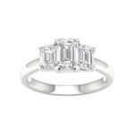 14K White Gold 2.00CT 3 Emerald Cut Lab Grown Diamond Band