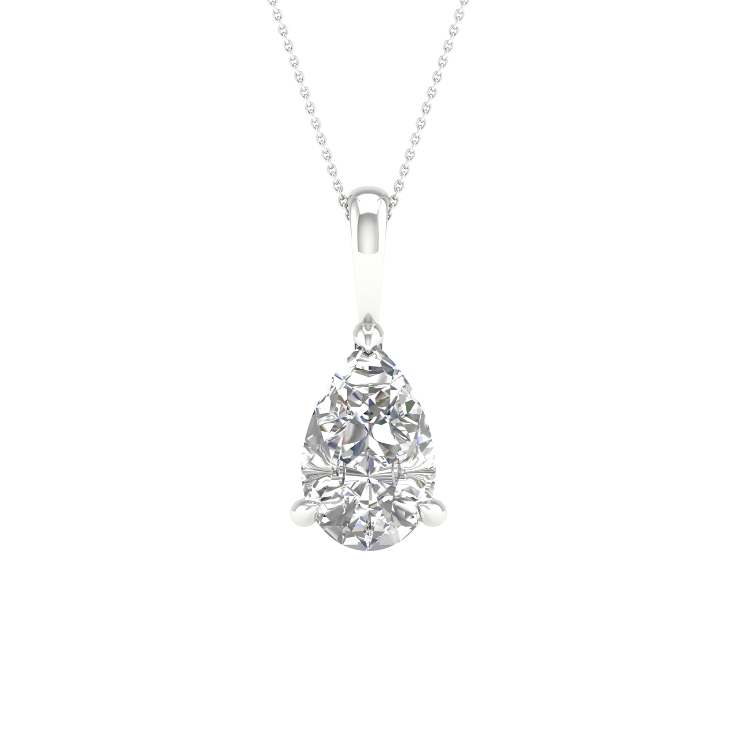 14K White Gold 2.00 CT Certified Lab-Grown Pear Diamond Pendant (IGI Certified) - Image 1