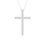 14K White Gold 0.50 CT Certified Lab-Grown Diamond Cross Pendant (IGI Certified)