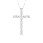 14K White Gold 1.00 CT Certified Lab-Grown Diamond Cross Pendant (IGI Certified)