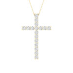 14K Yellow Gold 1.00 CT Certified Lab-Grown Diamond Cross Pendant (IGI Certified)