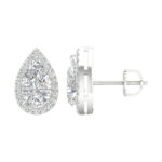 14K White Gold 3.25CT Certified Lab Grown Pear Shape Diamond Earrings ( IGI Certified )