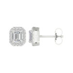 14K White Gold 1.15CT Certified Lab Grown Emerald-Cut Diamond Earrings ( IGI Certified )