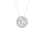 14K White Gold 3.25 CT Certified Lab-Grown Round Diamond Pendant (IGI Certified)