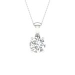 14K White Gold 2.00 CT Certified Lab-Grown Round Diamond Pendant