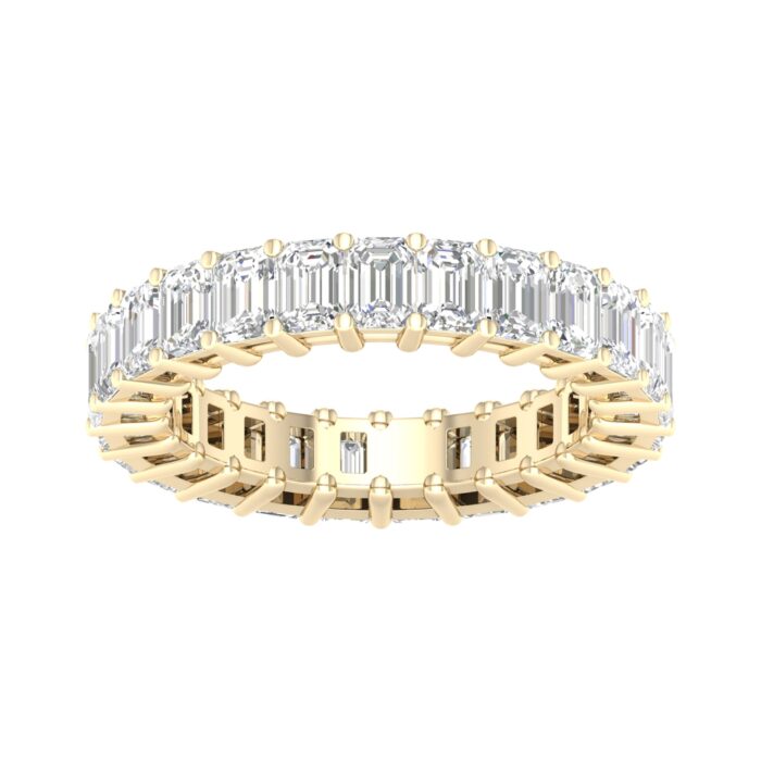 Baguette and round lab-grown diamond eternity band in 14K yellow gold