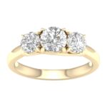 14K Yellow Gold 2.00CT 3 Round Lab Grown Diamond Band