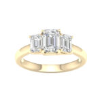 14K Yellow Gold 2.00CT 3 Emerald Cut Lab Grown Diamond Band