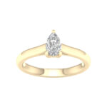 0.50 CT Pear Lab Diamond Solitaire Engagement Ring, 14K Yellow Gold