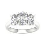 14K White Gold 3.00CT 3 Oval Lab Grown Diamond Band