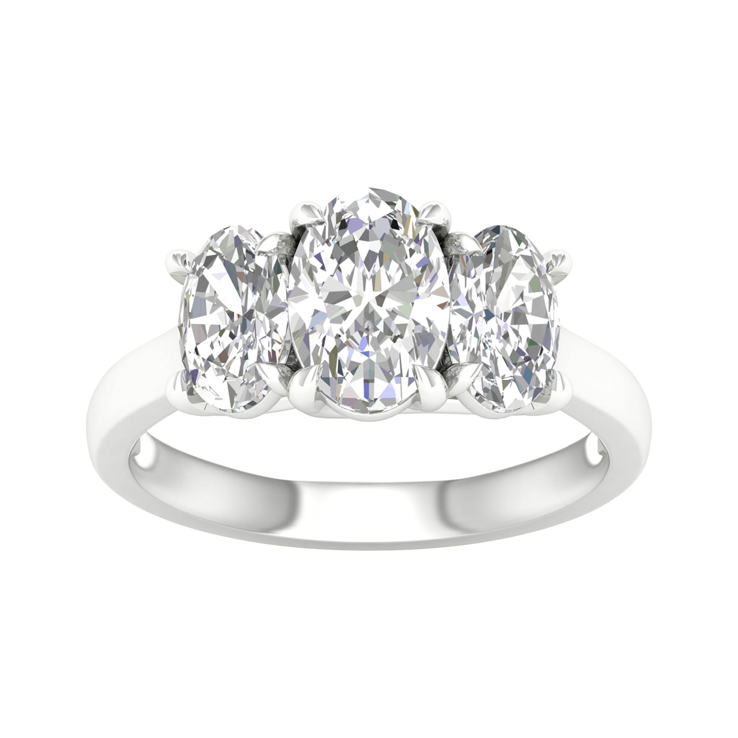 14K White Gold 3.00CT 3 Oval Lab Grown Diamond Band - Image 1