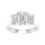 14K White Gold 3.00CT 3 Emerald Cut Lab Grown Diamond Band