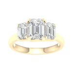 14K Yellow Gold 3.00CT 3 Emerald Cut Lab Grown Diamond Band