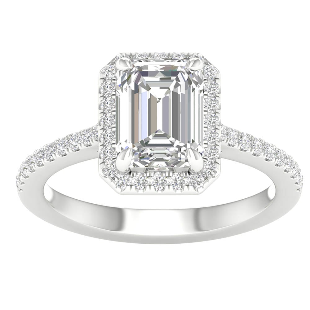 14K White Gold 2.25CT Emerald Cut Diamond Bridal Set - Image 1
