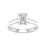 1.50 CT Emerald Lab Diamond Solitaire Engagement Ring, 14K White Gold