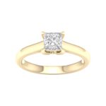 1.00 CT Radiant Lab Diamond Solitaire Engagement Ring, 14K Yellow Gold