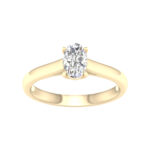0.75 CT Oval Lab Diamond Solitaire Engagement Ring, 14K Yellow Gold