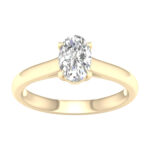 1.00 CT Oval Lab Diamond Solitaire Engagement Ring, 14K Yellow Gold