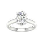 2.00 CT Oval Lab Diamond Solitaire Engagement Ring, 14K White Gold