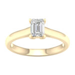 0.75 CT Emerald Lab Diamond Solitaire Engagement Ring, 14K Yellow Gold