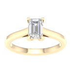 1.00 CT Emerald Lab Diamond Solitaire Engagement Ring, 14K Yellow Gold