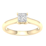 0.75 CT Radiant Lab Diamond Solitaire Engagement Ring, 14K Yellow Gold