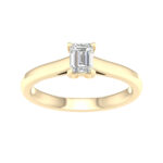 0.50 CT Emerald Lab Diamond Solitaire Engagement Ring, 14K Yellow Gold
