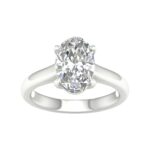 3.00 CT Oval Lab Diamond Solitaire Engagement Ring, 14K White Gold