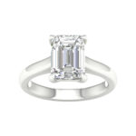3.00 CT Emerald Lab Diamond Solitaire Engagement Ring, 14K White Gold