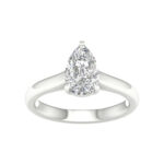 1.50 CT Pear Lab Diamond Solitaire Engagement Ring, 14K White Gold