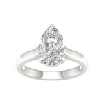 3.00 CT Pear Lab Diamond Solitaire Engagement Ring, 14K White Gold