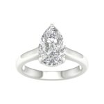 4.00 CT Pear Lab Diamond Solitaire Engagement Ring, 14K White Gold